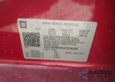 2018 Chevrolet Silverado 1Lt from USA, damaged, VIN 1GCVKREH9JZ276208